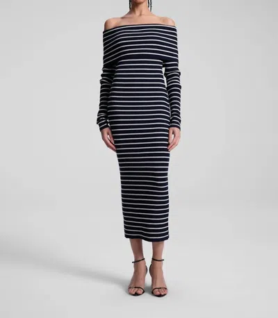 A.l.c Evelyn Merino Off Duf Shoulder Midi Dress In Navy White In Black
