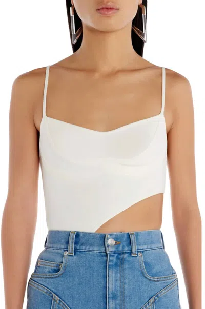 Mugler Women's Asymmetric Cutout Bodysuit In Ivory In White