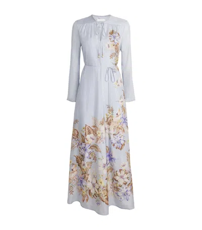 Zimmermann Coco Billow Floral-print Satin Maxi Dress