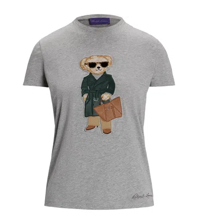 Ralph Lauren Bear Graphic Print Tshirt With Short Sleeves In Gray