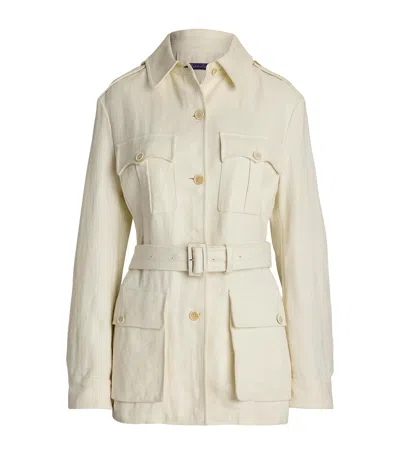Ralph Lauren Sydney Belted Linen-canvas Jacket In Neutral