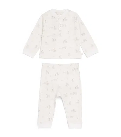 Marie-chantal Cotton Bunny Print Top And Leggings Set In White