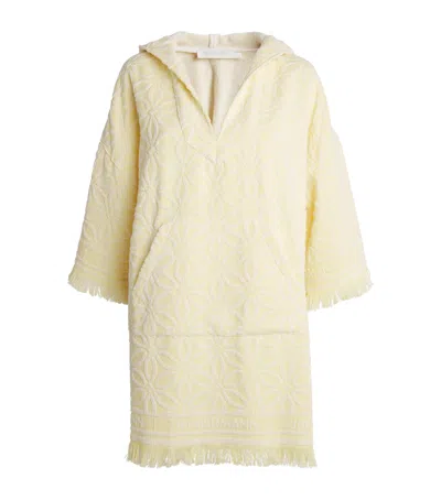 Zimmermann Coco Hooded Cotton Toweling Mini Dress In Neutral