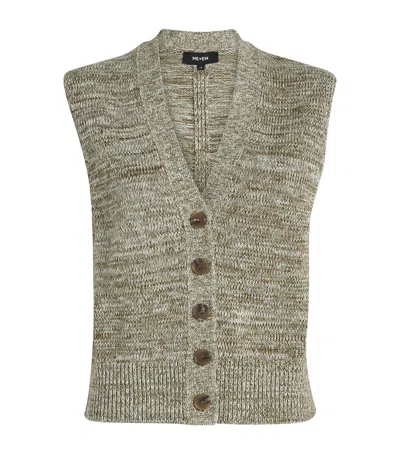 Me+em Cotton Buttoned Vest In Green