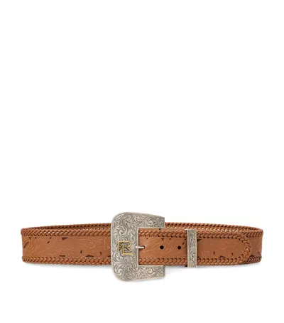 Ralph Lauren Leather Tooled-buckle Belt