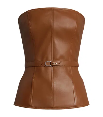 Ralph Lauren Buckle-detail Strapless Top In Brown