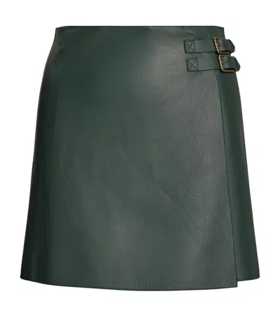 Ralph Lauren Lambskin Kyler Mini Skirt In Green