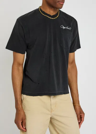 Cherry Los Angeles Cherry American Distressed Cotton T-shirt In Black