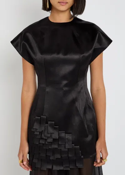 A.w.a.k.e. A.w.a.k.e Mode Fringed Satin Top In Black