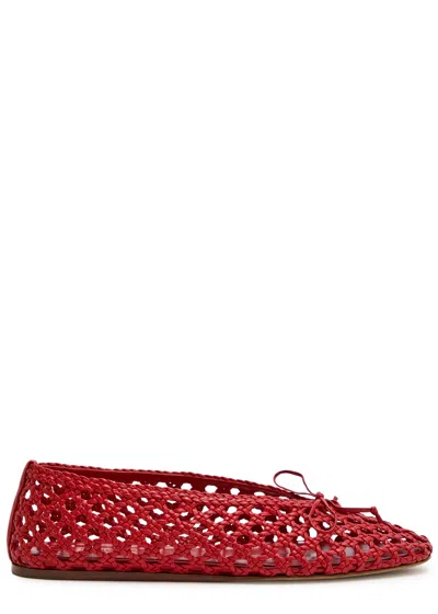 Le Monde Beryl Regency Woven Leather Ballet Flats In Red