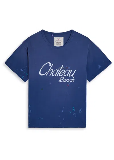 Gallery Dept. Chateau Ranch Distressed Printed Supima Cotton-jersey T-shirt In Blue