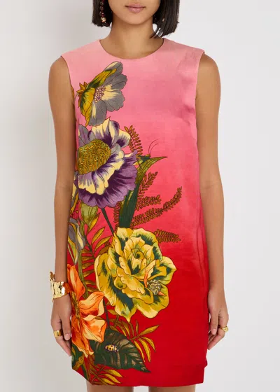 Alemais Inez Printed Linen-blend Mini Shift Dress In Pink