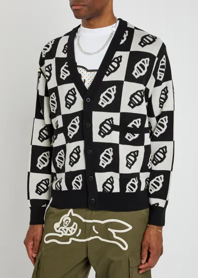 Ice Cream Checkerboard Knit Cardigan In Black