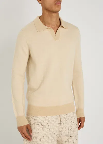 Aurélien Mélange-knit Cashmere Polo Jumper In Neutral