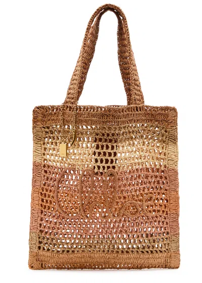 Chloé Chloe Summer Banana Logo Raffia Tote