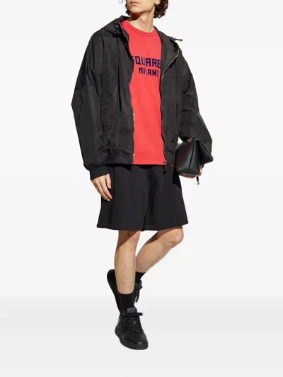 Dsquared2 Elastic-waistband Cotton Shorts In Black
