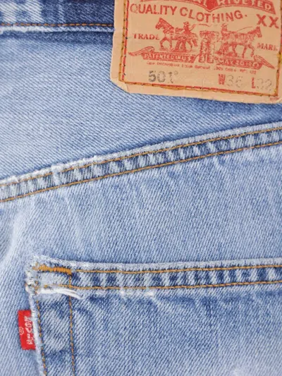B Sides Paint-splatter Frayed Shorts In Blue