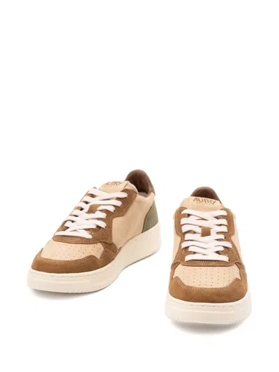 Autry Medalist Suede-panelled Lace-up Sneakers In Neutral