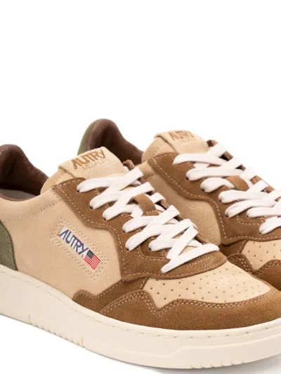 Autry Medalist Suede-panelled Lace-up Sneakers In Neutral