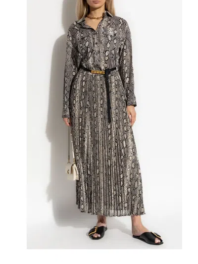 Michael Michael Kors Snakeskin-print Pocket Shirt In Brown