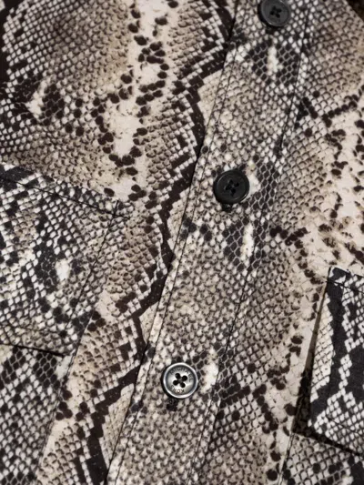 Michael Michael Kors Snakeskin-print Pocket Shirt In Brown