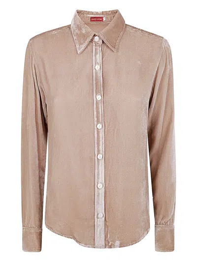 Bianco Levrin Velvet Button-down Shirt In Nude