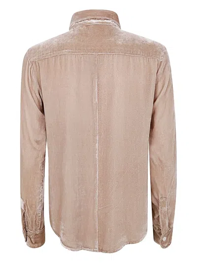 Bianco Levrin Velvet Button-down Shirt In Nude