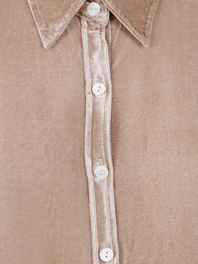 Bianco Levrin Velvet Button-down Shirt In Nude