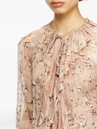 Diesel Ruffled Maxi Dress In Camo Chiffon
