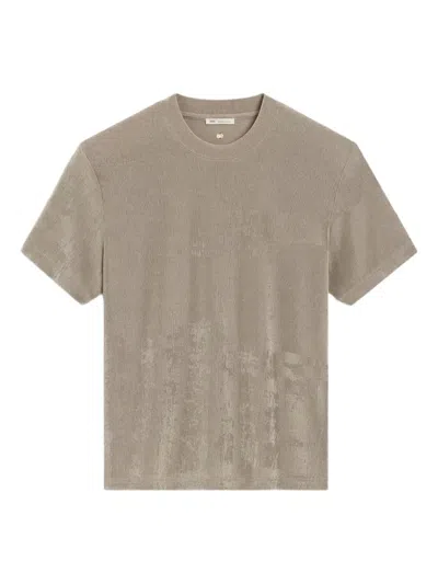 Ami Alexandre Mattiussi Beige Shiny Jersey Short Sleeve T-shirt Grey In Nude