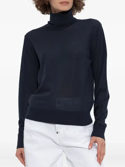 Dsquared2 Logo-detail Turtleneck Sweater In Blue