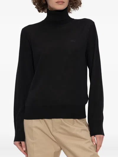 Dsquared2 Logo-embroidered Turtleneck Jumper In Black
