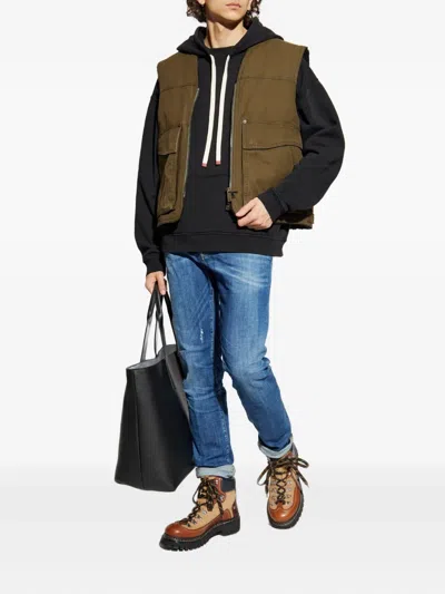 Dsquared2 Kangaroo-pocket Drawstring Hoodie In Black