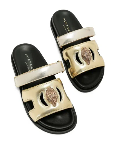 Kurt Geiger Leather Eagle Cut Out Sandal In Metallic