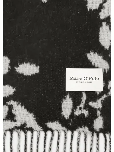 Marc O'polo Floral-patterned Fringed Scarf In Black