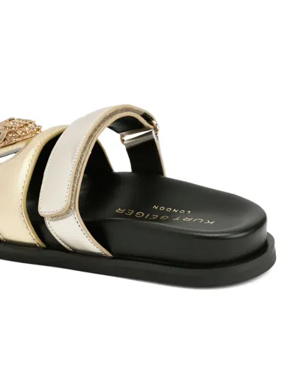 Kurt Geiger Leather Eagle Cut Out Sandal In Metallic