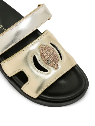 Kurt Geiger Leather Eagle Cut Out Sandal In Metallic