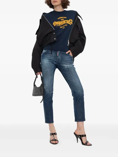 Dsquared2 Canadian Bros-print T-shirt In Blue