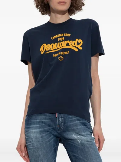 Dsquared2 Canadian Bros-print T-shirt In Blue