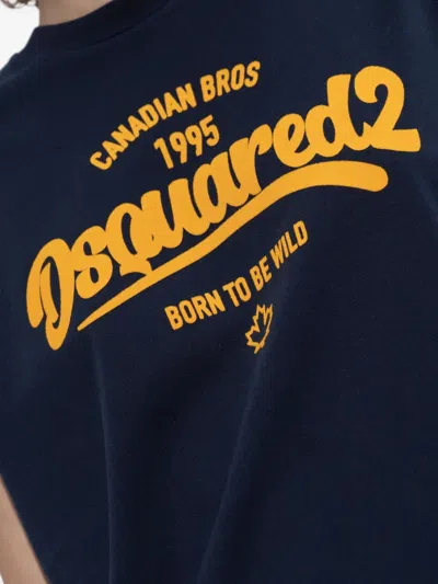 Dsquared2 Canadian Bros-print T-shirt In Blue