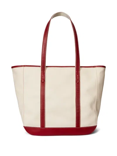 Polo Ralph Lauren Medium Leather-trimmed Canvas Tote Bag