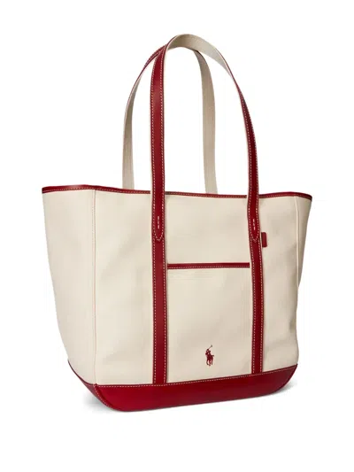 Polo Ralph Lauren Medium Leather-trimmed Canvas Tote Bag
