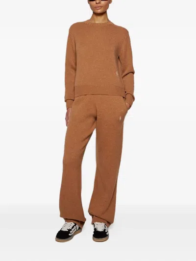 Sporty And Rich Cashmere Elastic-waist Trousers In Brown