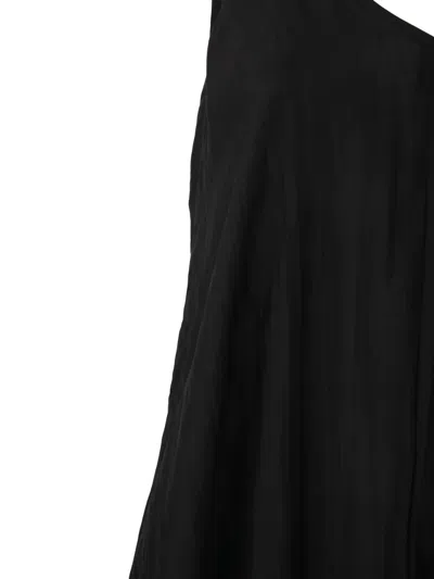 Bianco Levrin Asymmetric Silk Slip Dress In Black