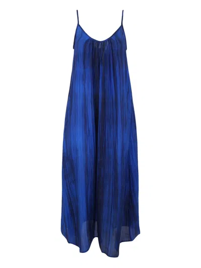 Bianco Levrin Tie-dye Stripe Slip Dress In Blue