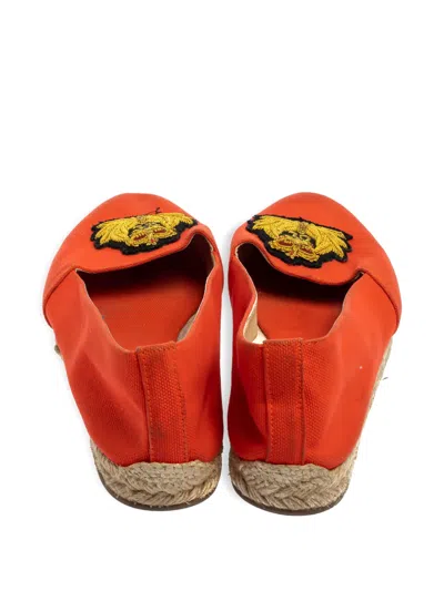 Pre-owned Christian Louboutin Embroidered Flat Espadrilles In Orange