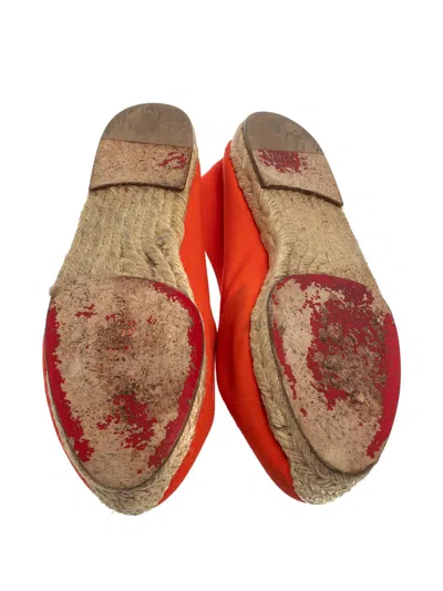 Pre-owned Christian Louboutin Embroidered Flat Espadrilles In Orange