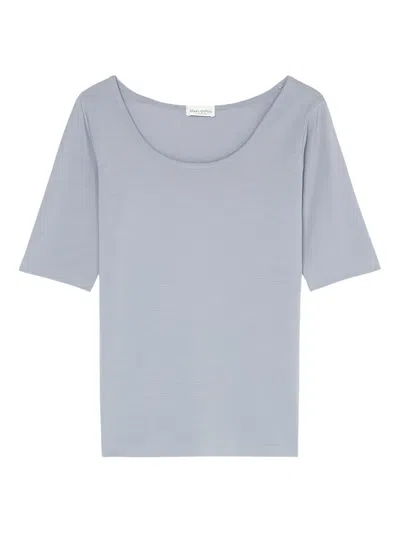 Marc O'polo Scoop-neck Short-sleeves Top In Purple