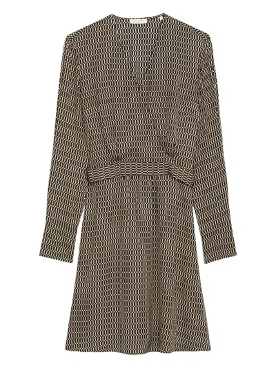 Marc O'polo Geometric-pattern Wrap Dress In Brown