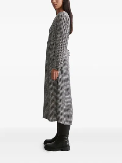 Marc O'polo Geometric-print Midi Dress In Black